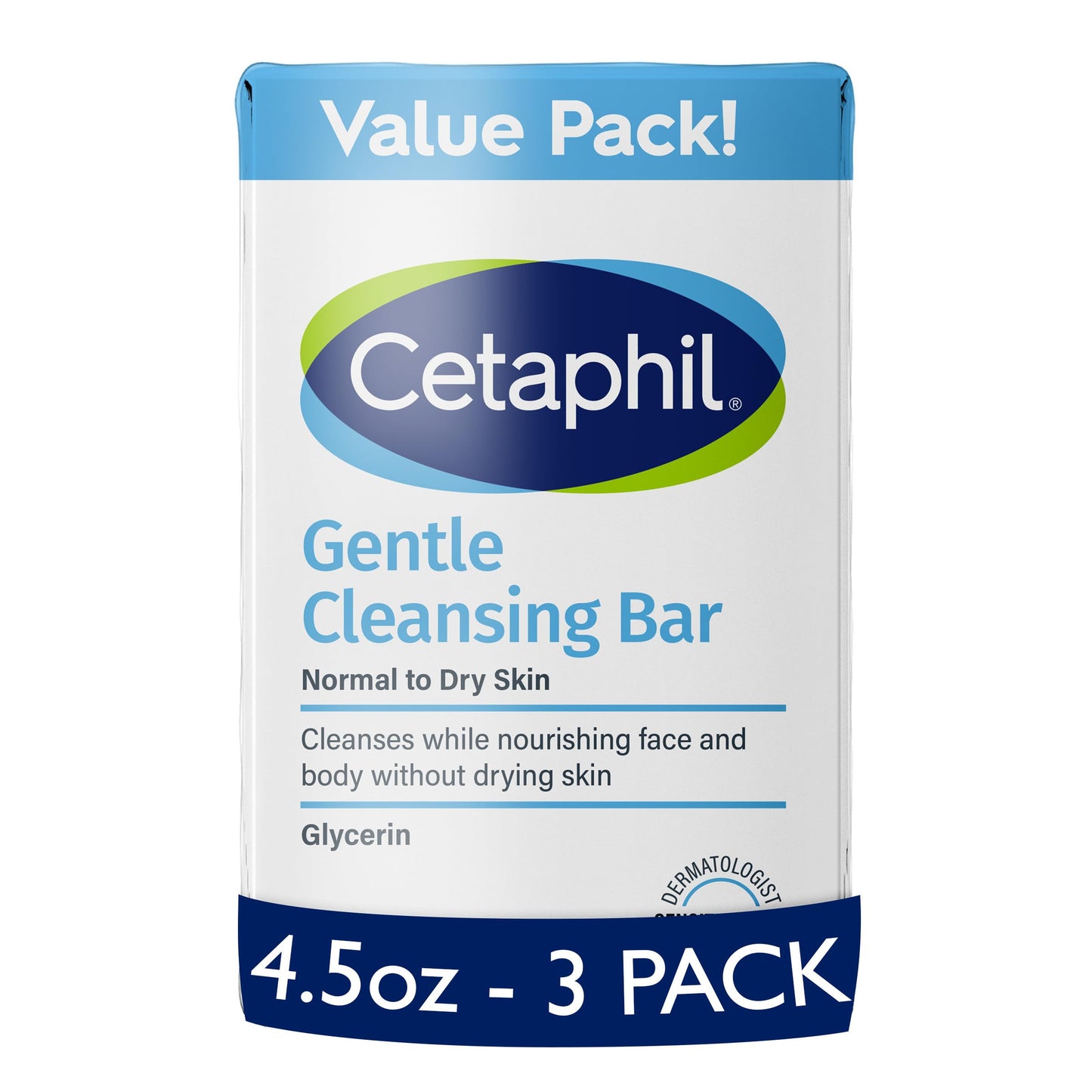 CETAPHIL Gentle Cleansing Bar, 4.5 oz Bar (Pack of 3), Nourishing Cleansing Bar For Dry, Sensitive Skin, Non-Comedogenic, Non-Irritating For Sensitive
