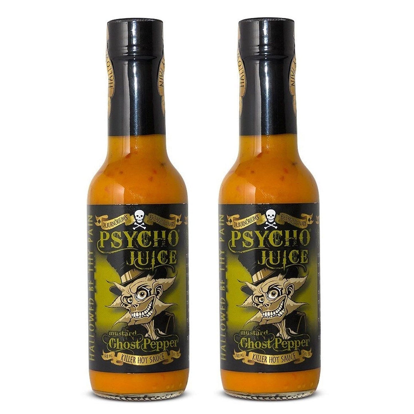 Psycho Juice Mustard Ghost Pepper Chilli Hot Sauce (Pack of 2)