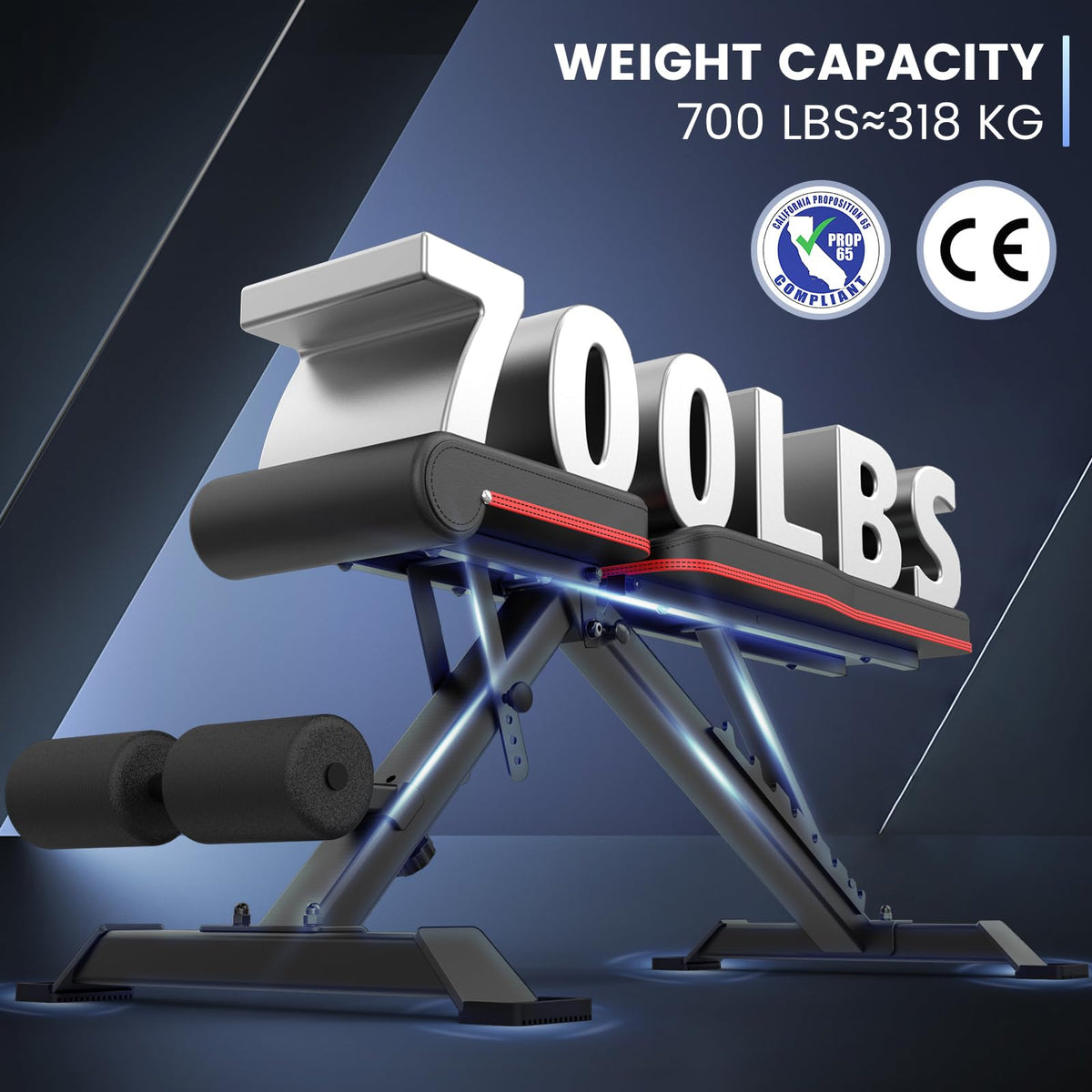 PASYOU Adjustable Weight Bench Press Foldable Workout Bench 700 Pounds Load Flat Incline/Decline Strength Training Benches, Sit Up Exercise Bench for