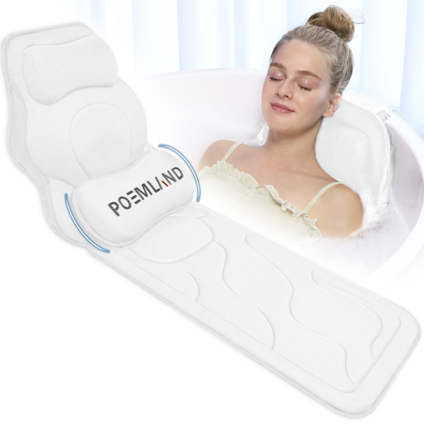 Luxury Full Body Bath Pillow for Bathtub - Extra Large & Waist Support Cushion, Exclusive Anti-Slip Coating Bathtub Mat for Ultimate Comfort & Safety