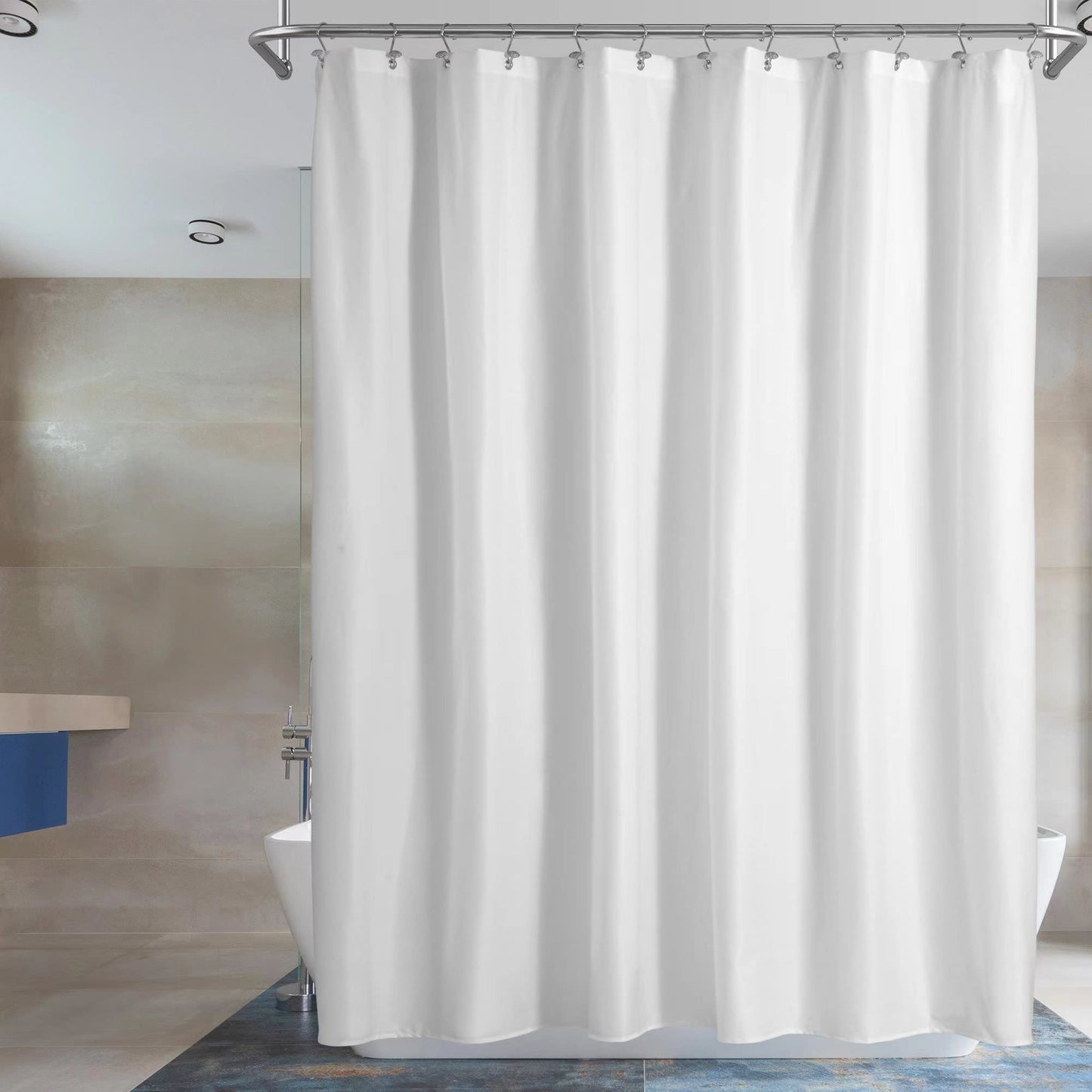 Barossa Design Waterproof Fabric Shower Curtain or Liner Microfiber - Soft Cloth & Hotel Quality, Machine Washable White Shower Curtain Liner for Bath