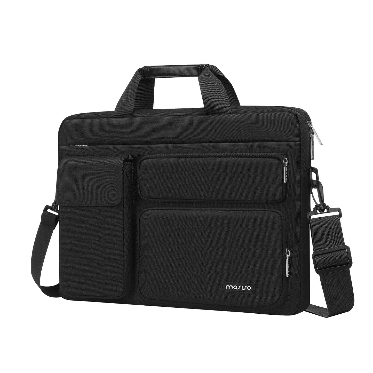 MOSISO Laptop Bag 16 inch, 15-15.6 inch Computer Shoulder Bag Compatible with MacBook Air 15 M4 M3 M2/Pro 16 M4 M3 M2 M1, Notebook &2 Raised&1
