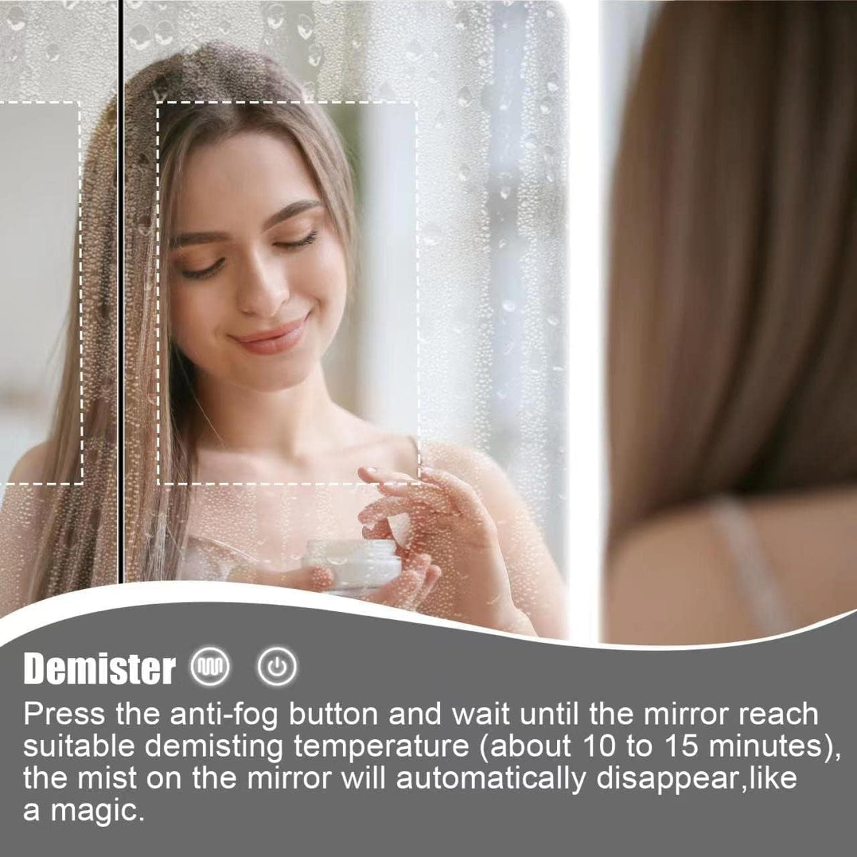 Janboe Stainless Steel LED Mirror Cabinet,Bathroom Mirror Cabinet with Light,3 Color,Dimmable,Equipped with Defogger,USB Shavor Socket,Internal