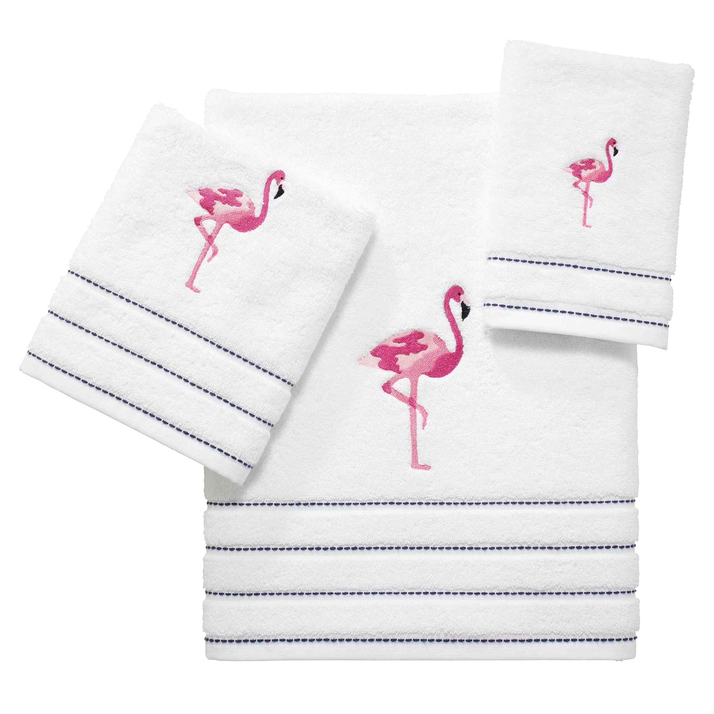 Izod Bathroom Accessories Flamingo Collection, 2pc Hand Towels, White