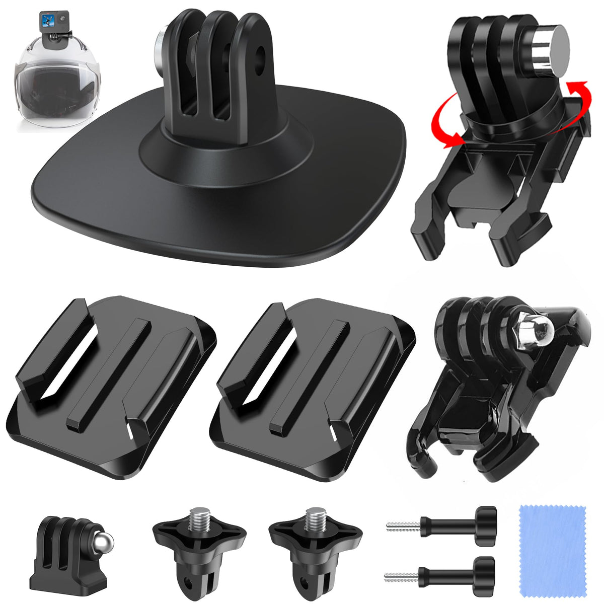 UNSTINCER 360? Rotation Flexible Adhesive Action Camera Mount, Cam Bracket for Ski Bike Cycle MTB Scooter Motorcycle Motorbike Helmet, 3M Sticky Pads