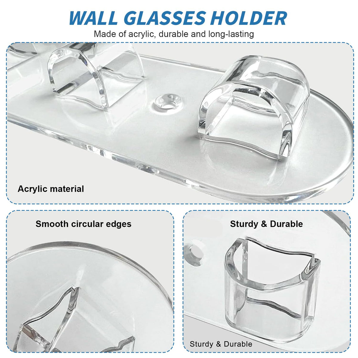 xyuayamz Sunglasses Organizer, Wall Mounted Sunglasses Organizer, Transparent Acrylic Glasses Holders, No Drilling Cradle, 6 Slot Sunglasses Display