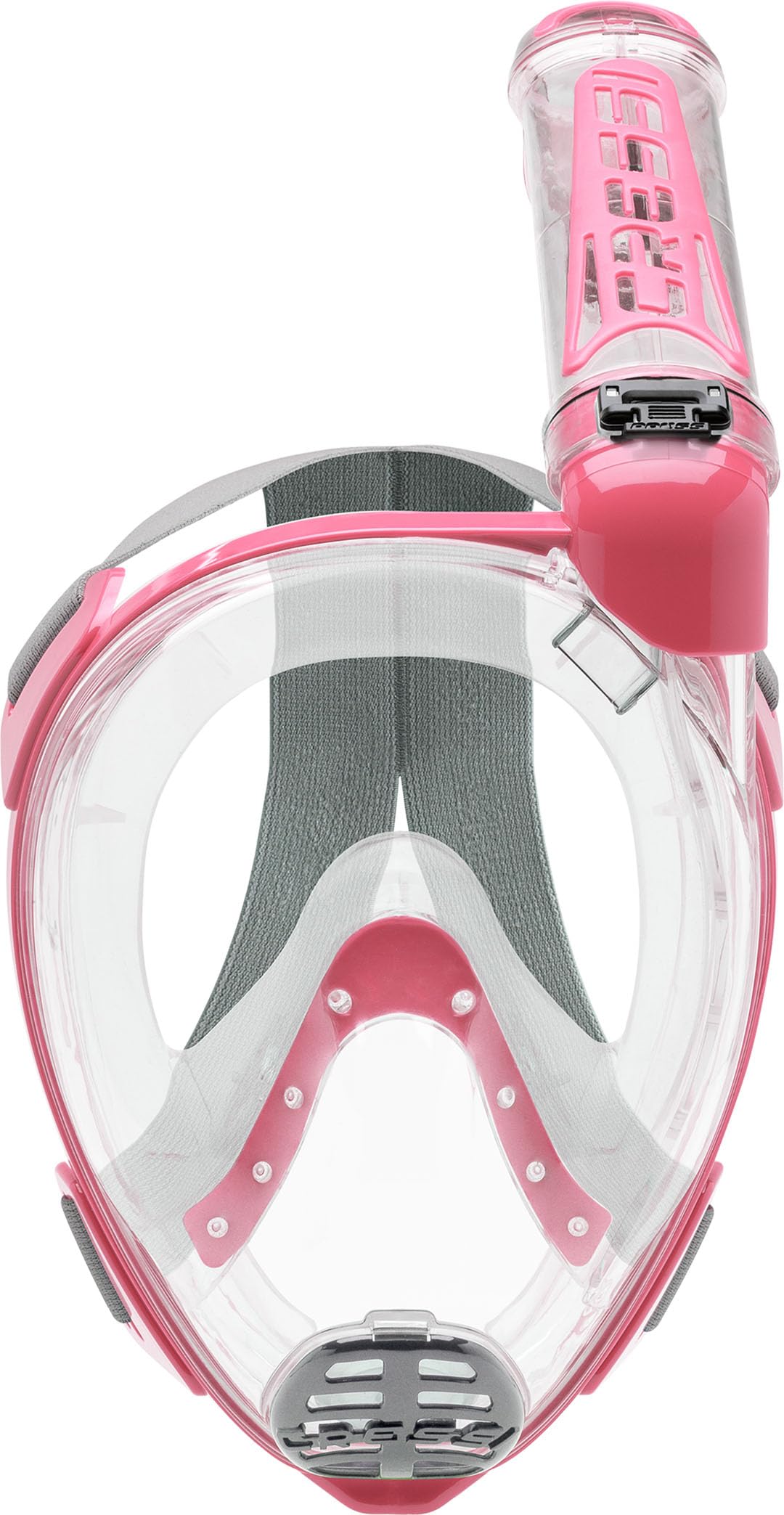 Cressi Duke Full Face Snorkel Dry Mask - Available in Standard Version or with Action Cam Holder, Adult Unisex,Clear/Pink,S/M