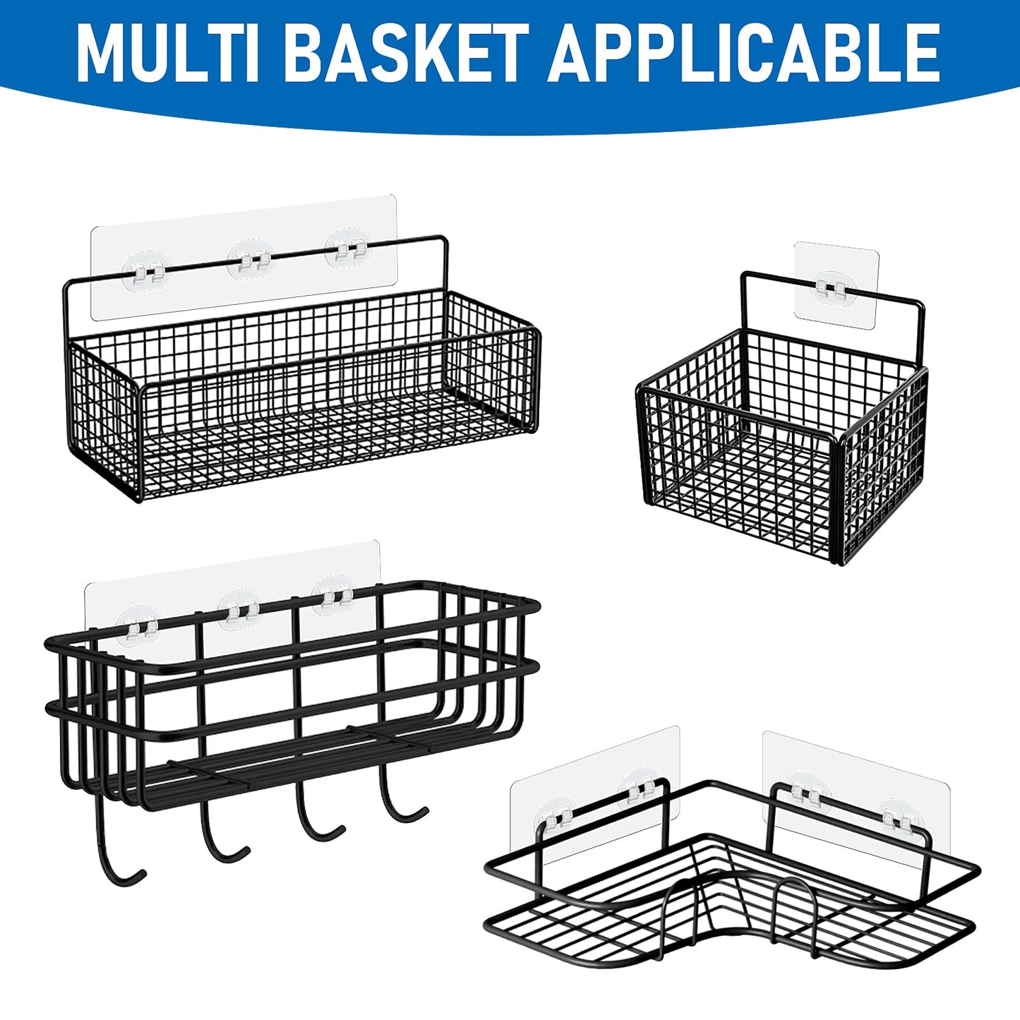 WLLHYF 12 Pcs Shower Adhesive Hooks Shower Caddy Adhesive Replacement 12