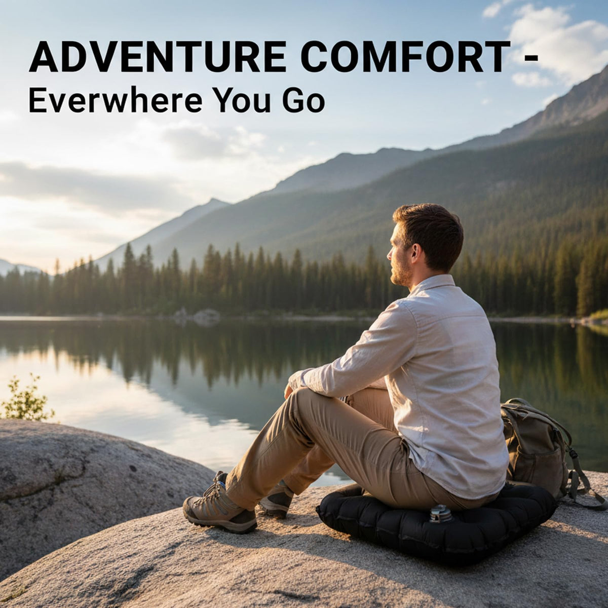 Inflatable Travel Pillow, Car Seat Cushion, Travel Car Seat Pad with Carry Bag, Lightweight Foldable Waterproof Inflatable Cushion