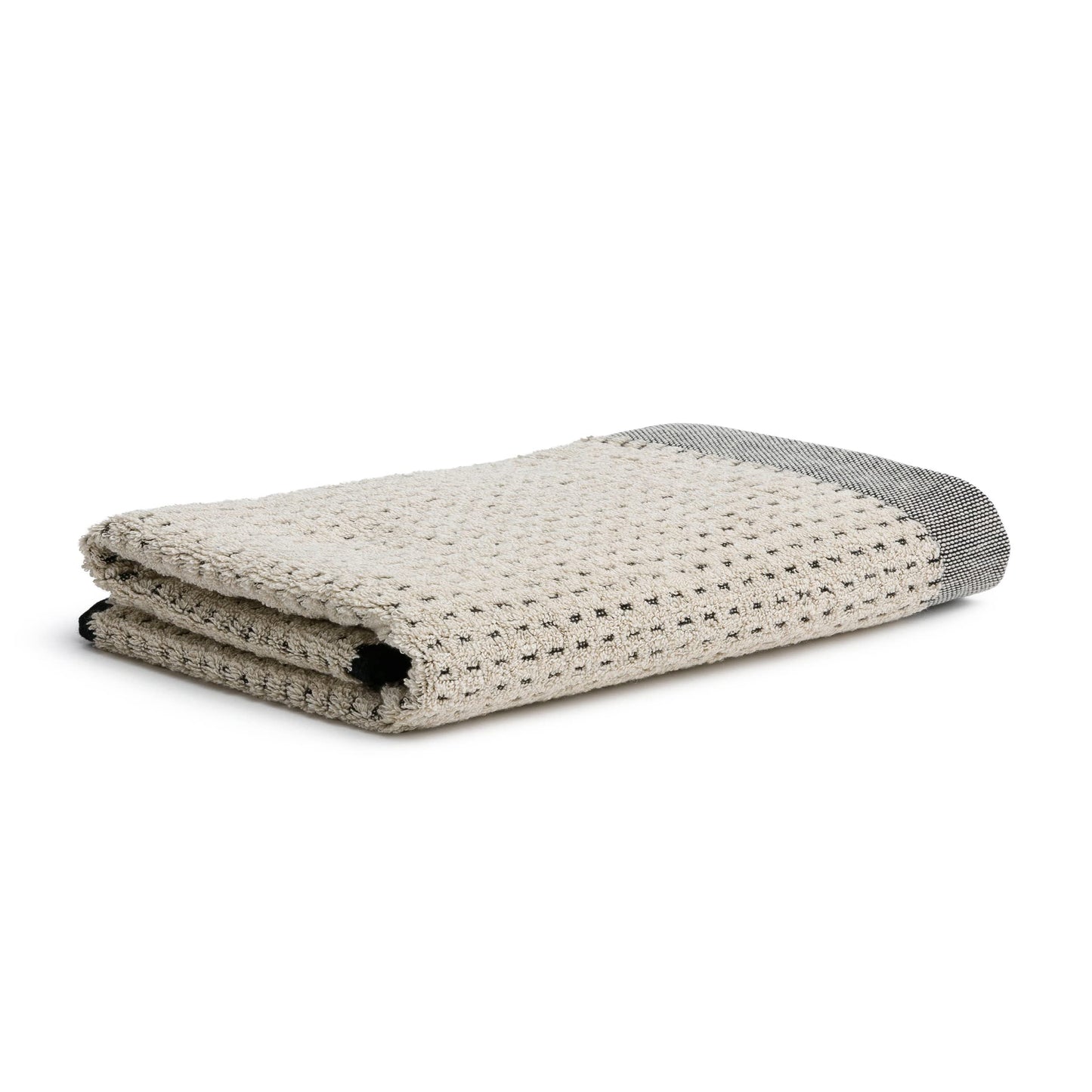 m?ve Eden sauna towel structured piqu?e with looped hem 80 x 200 cm made of 80% cotton / 20% linen, nature / black