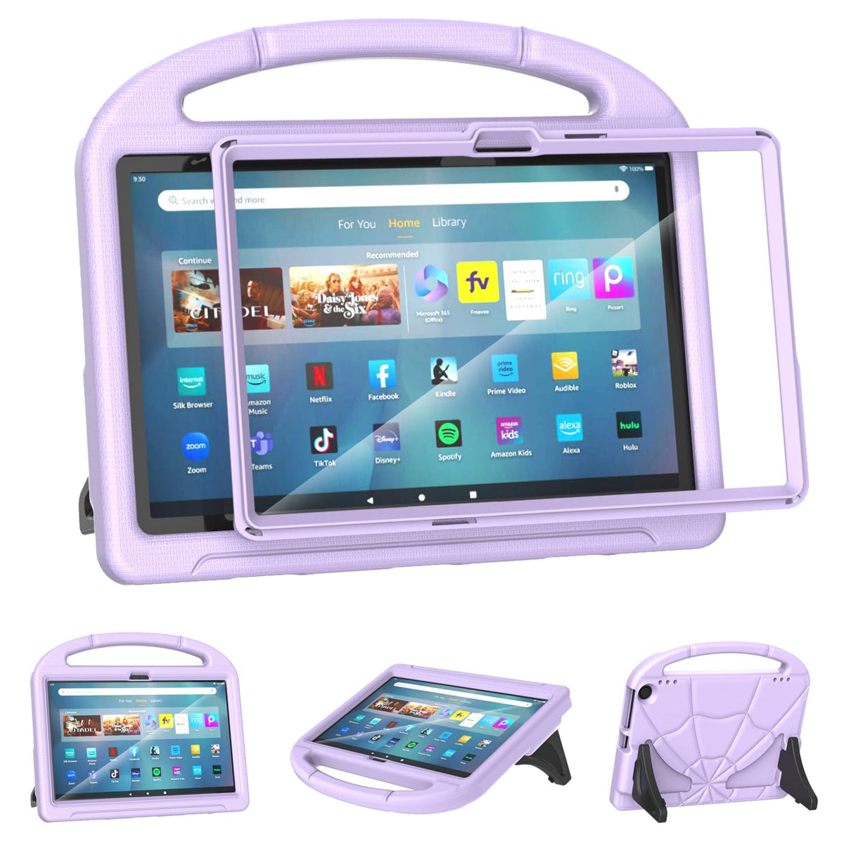 Case for 11inch Tablets, Not Work on Sony Onn 11inch Tablets,Mansiruyi Lightweight Kids Case with Screen Protector Handle Stand -Light Purple