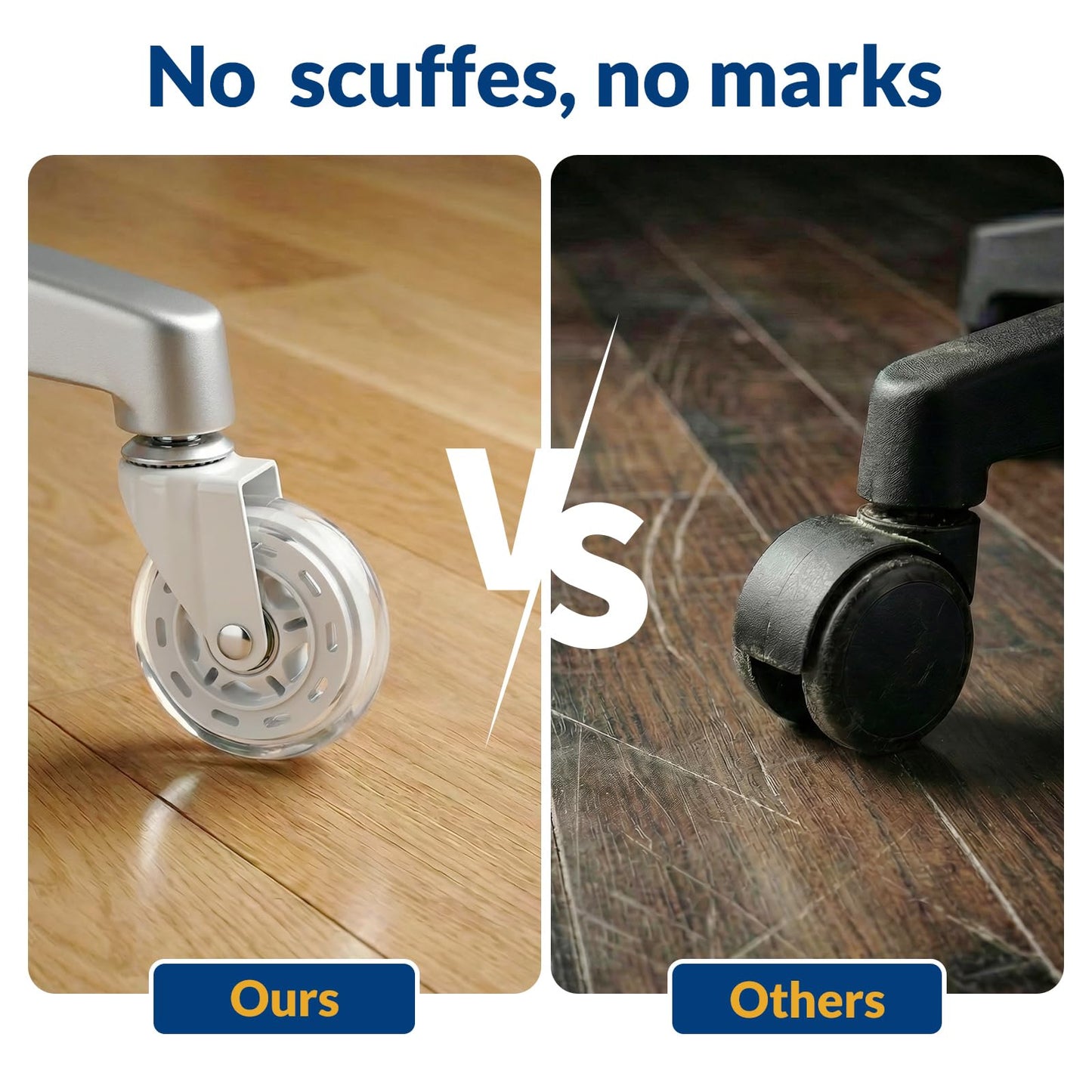 COSYLAND Office Chair Castors - Set of 5 Replacement Rubber Wheels - Heavy-Duty Rollers for Office Chair, Noise Free, Fits 98% Chairs, for All Floors