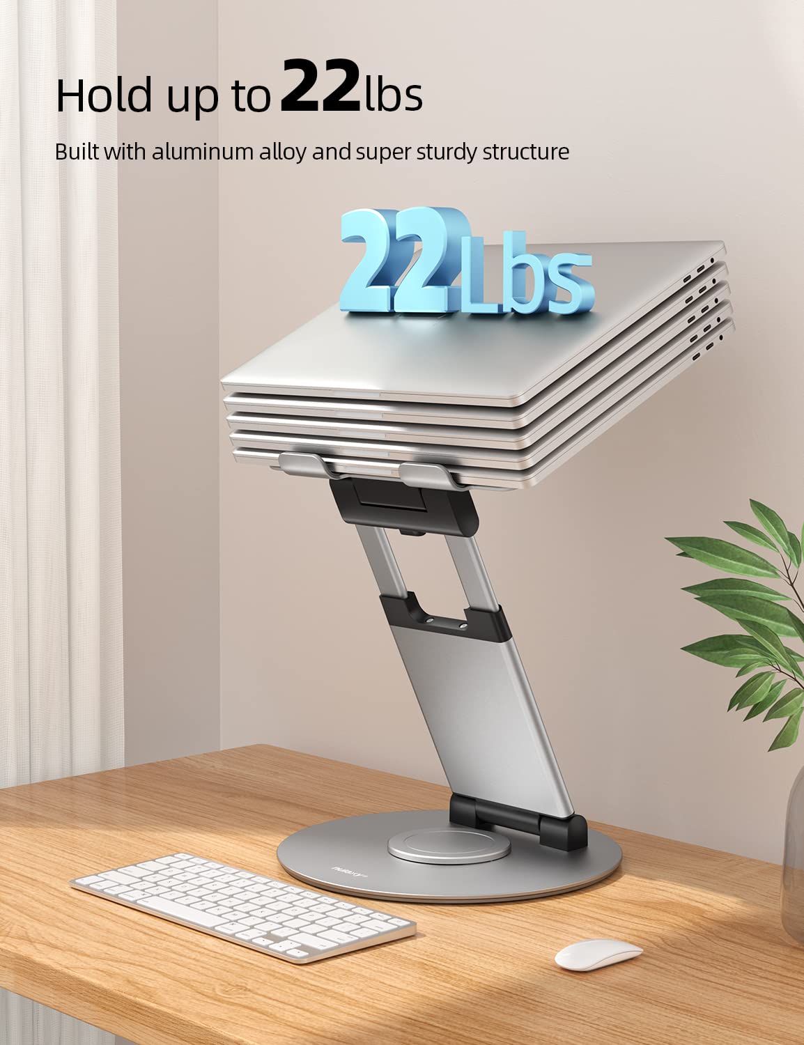 Nulaxy Telescopic 360 Rotating Laptop Stand for Desk Adjustable Height Swivel Pull Out Design Laptop Riser Holder Computer Stand Compatible with All