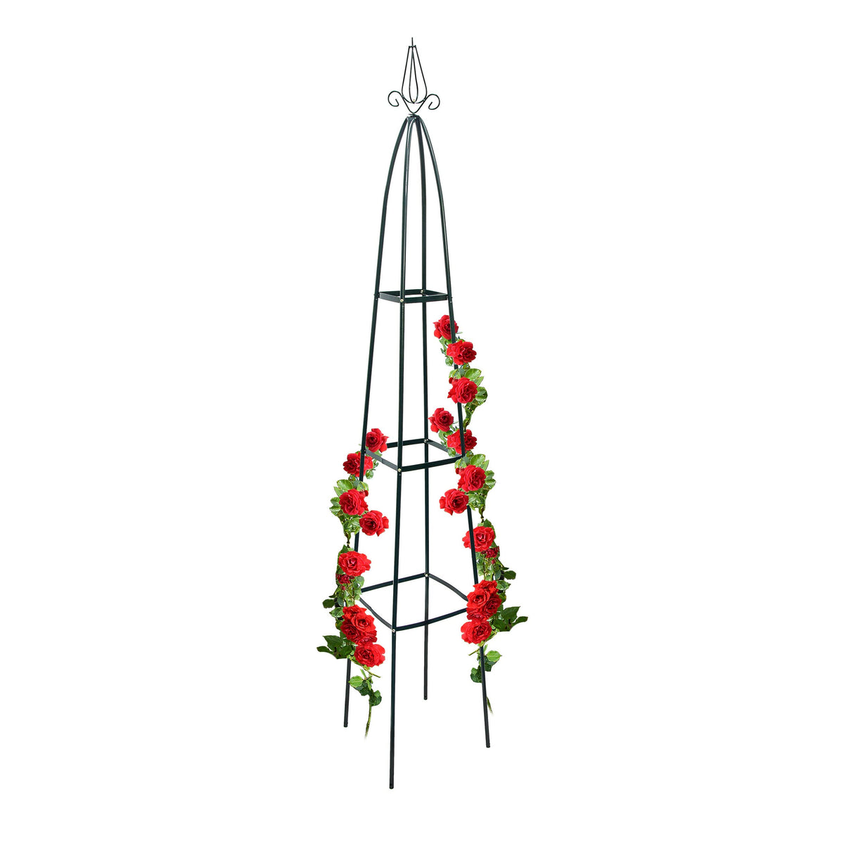 Relaxdays Obelisk Climbing Plant Support Garden Trellis 200cm, Green