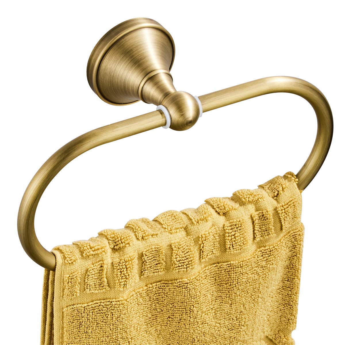 Flybath Oval Towel Ring Antique Brass Hanger Hand Towel Holder for Bathroom Kitchen Accessories Wall Mounted, Brushed Brass