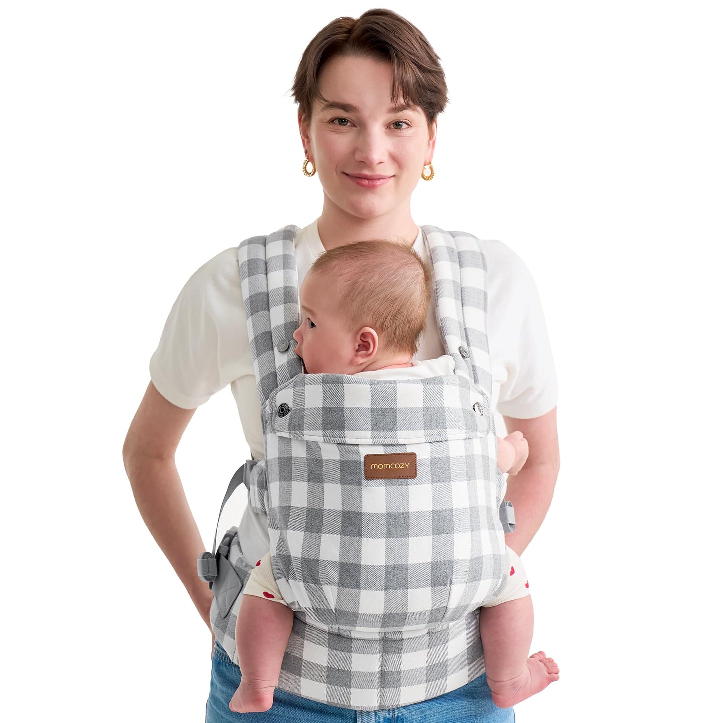 Momcozy Baby Carrier with Natural Cotton Linen, Built to Last, Ergonomic Design, Lightweight and Comfortable, Hands-Free for Moms&Dads, Slate