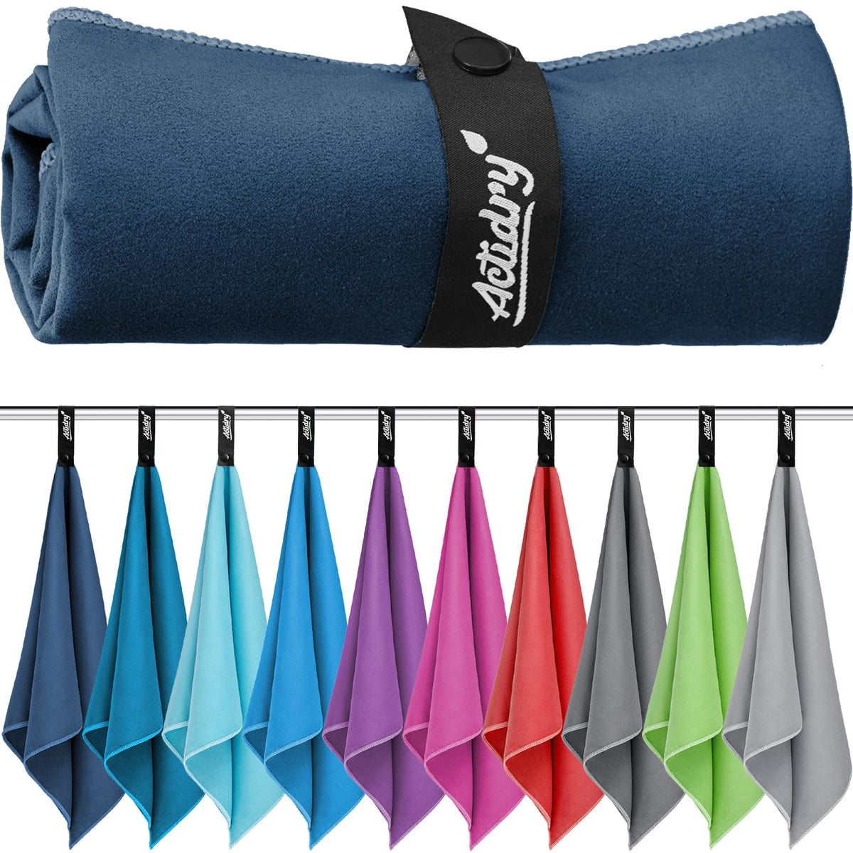Actidry Microfibre Towel - light and absorbent - 9 colours S M L XL sizes - great for beach, sports and outdoor activity - S (40 x 80 cm) 2 pieces