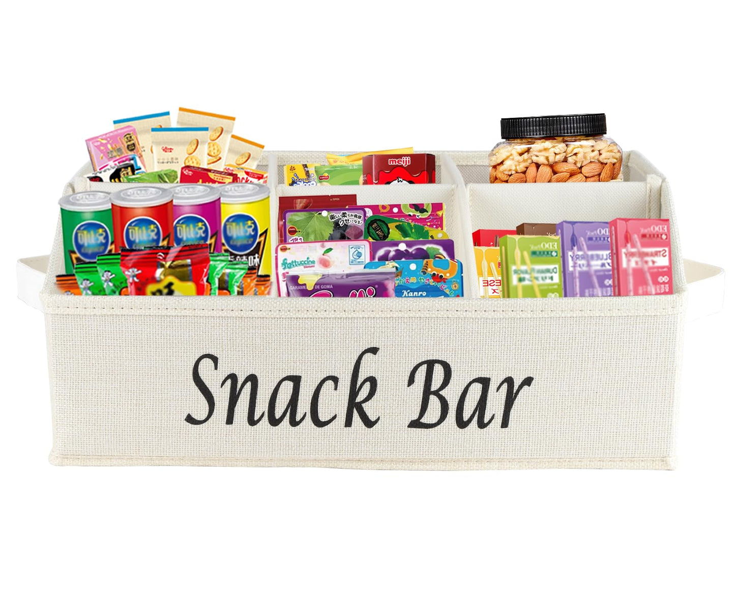 Xbopetda Snacks Box Container, 6 Compartment Snack Tray with Handles, Food Storage Organizer Bins, Trapezoid Storage Basket for Chips Candy Snacks