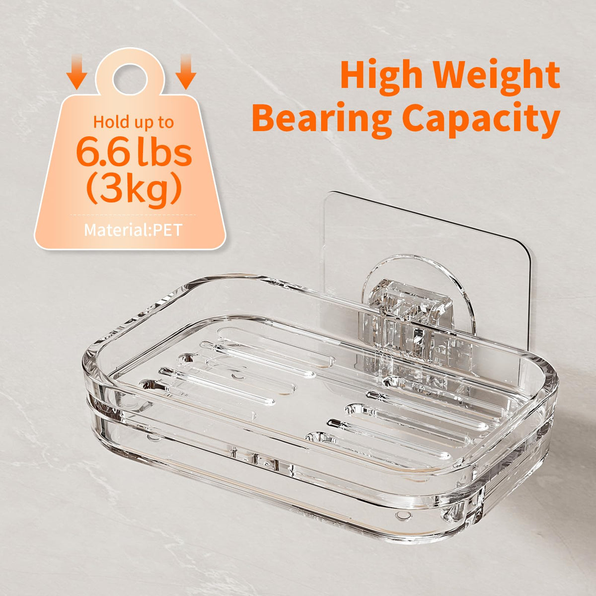 Bar Soap Dish 2 Pack,Self Draining Soap Holder for Shower,Wall Mounted Soap Saver with Strong Adhesive