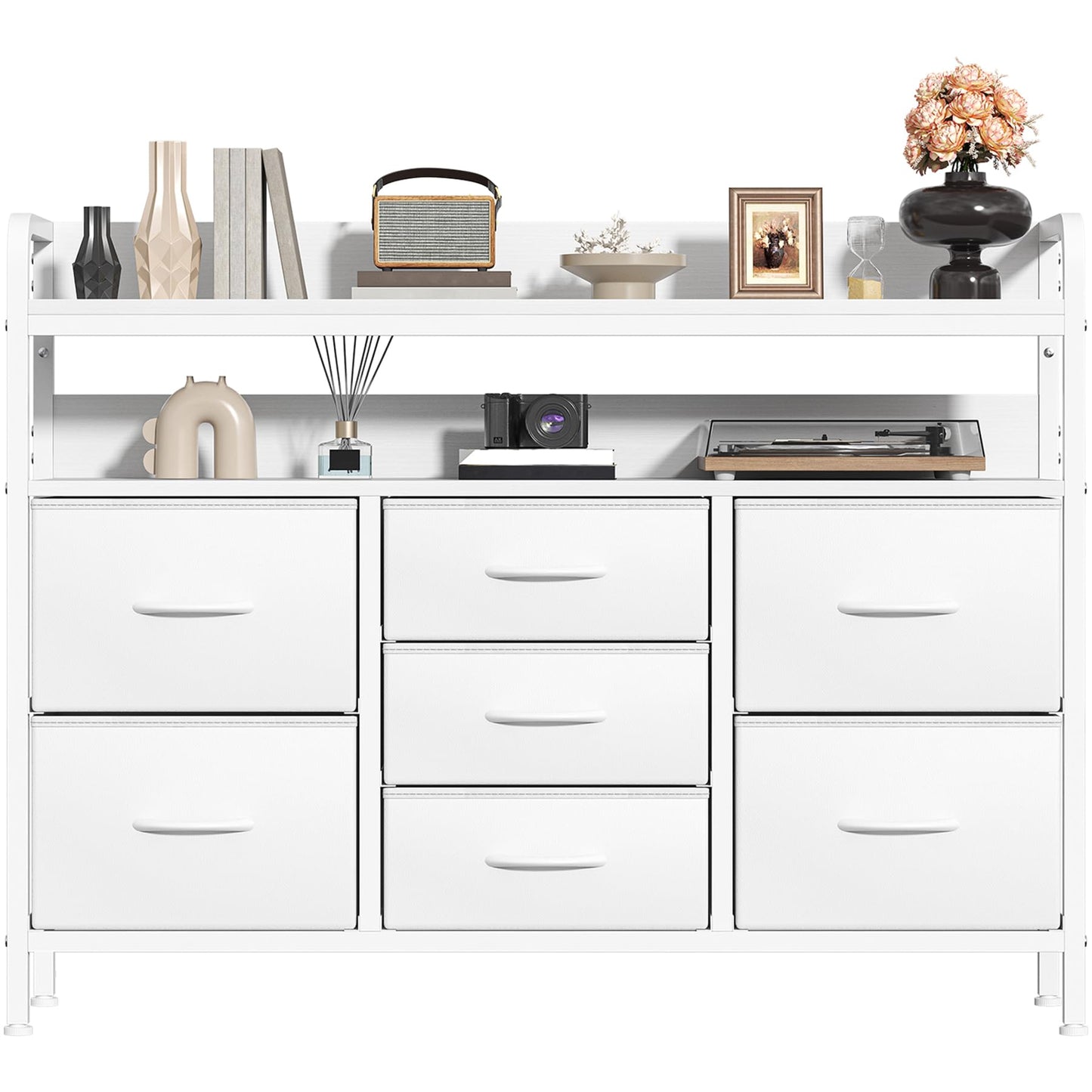 Feonase 7-Drawer Fabric Chest Of Drawers for Bedroom - 4 Large and 3 Small Drawers with Handles