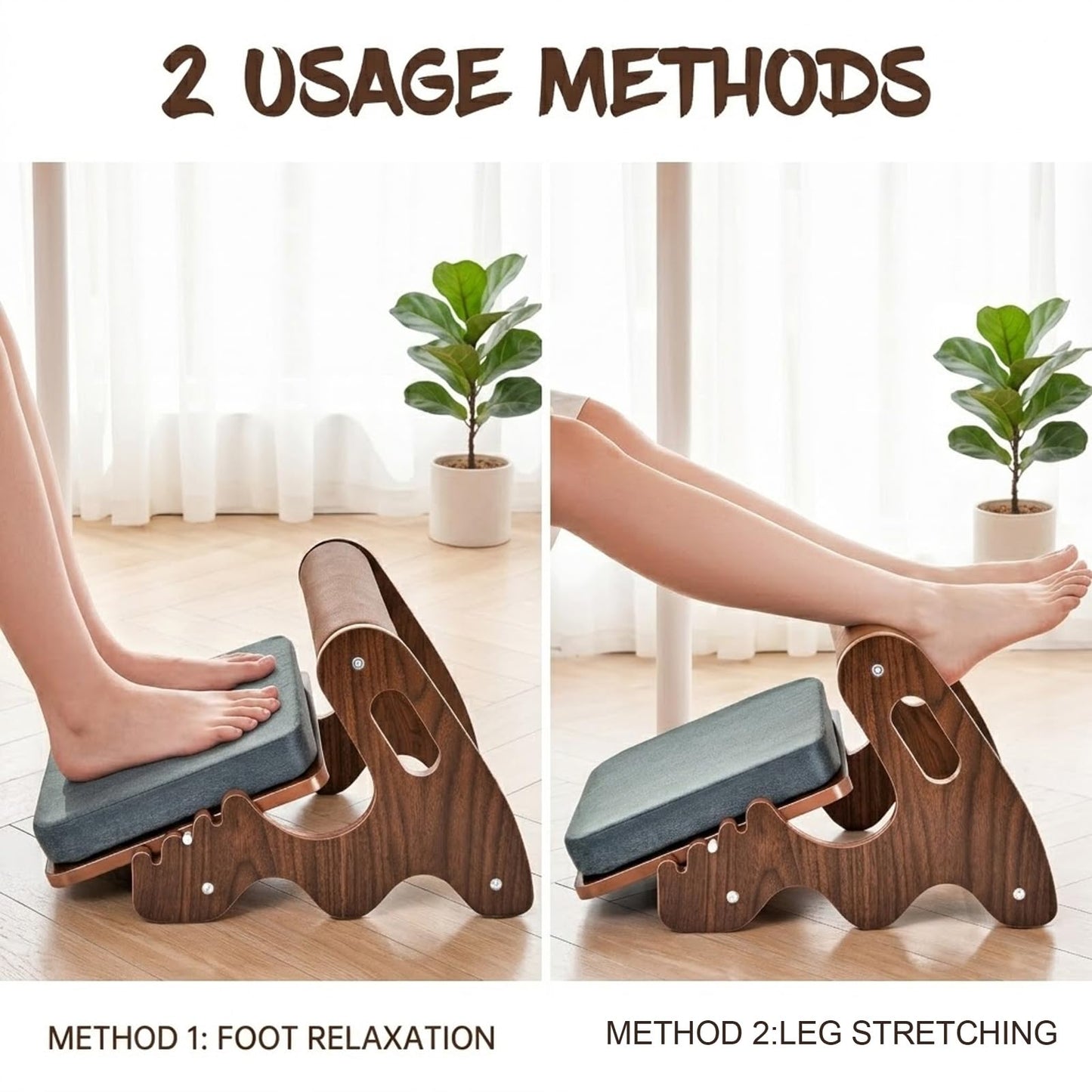 Adjustable Wooden Foot Rest Under Desk,3 Height Settings