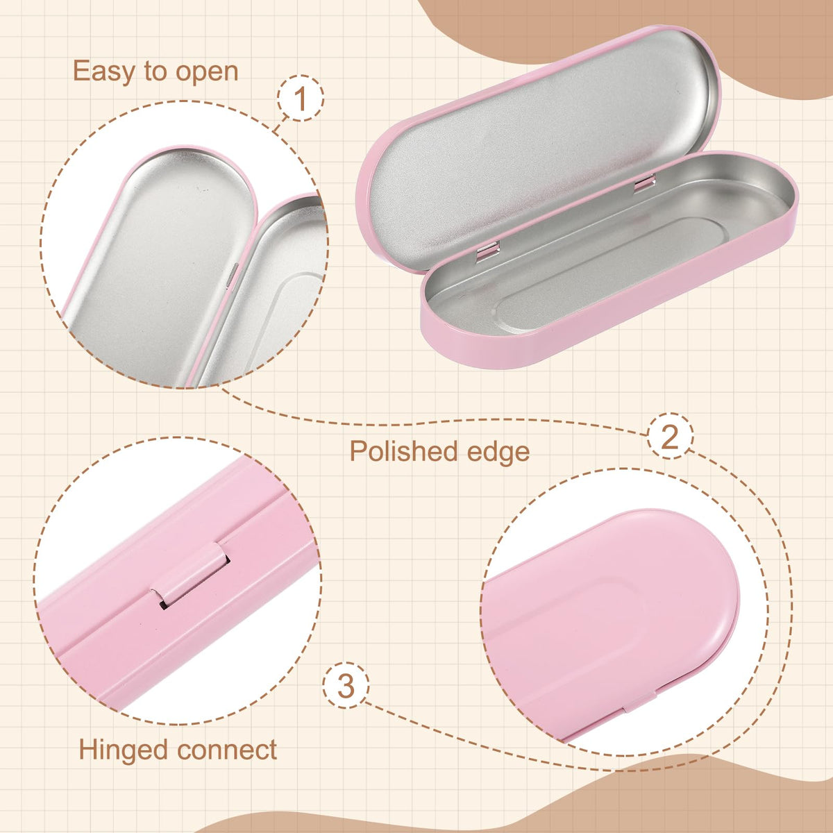 sourcing map 4Pcs Metal Tin Box Container, 6.9x2.4x0.7 Oval Empty Hinged Lid Box with Self Adhesive Colored Sticker