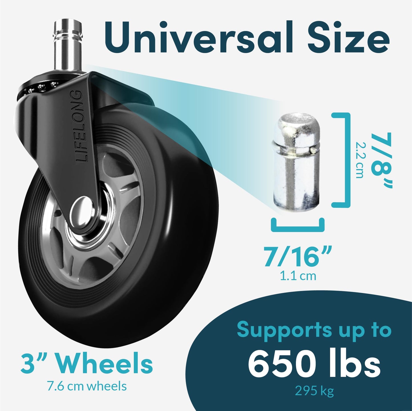 Office Chair Wheels Replacement Rubber Chair casters for Hardwood Floors and Carpet, Heavy Duty Office Chair Desk casters, Set of 5, 11x22mm, Grey