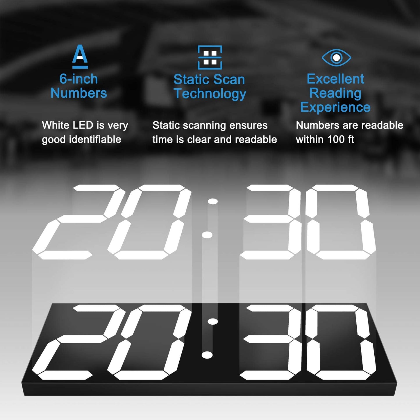 CHKOSDA Digital Wall Clock, Large Wall Clock with 6" Number, Led Wall Clock with Countdown Timer, Calendar, Thermometer, 12/24H, Adjustable