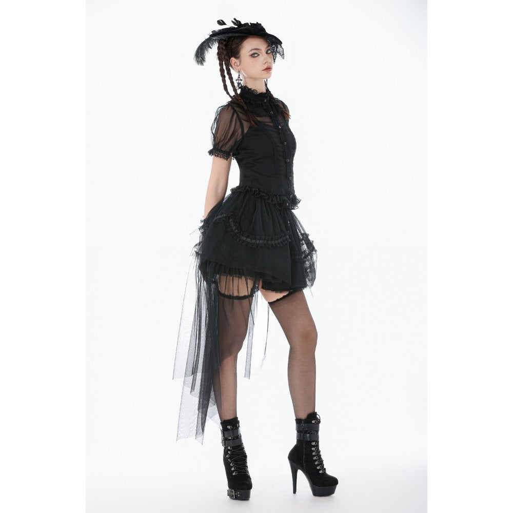 Dark in Love Gothic Tailed Sheer Mesh Petticoat Skirt