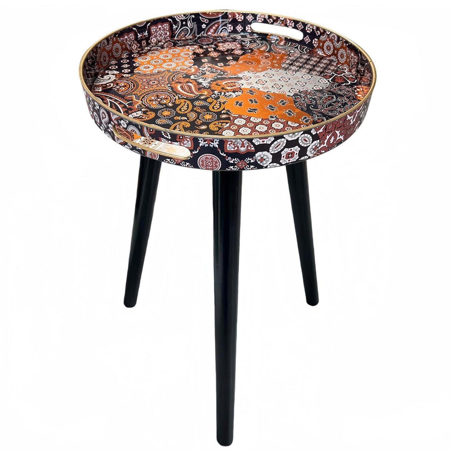 Simmer Stone Round Indoor Side Tables with Detachable Wooden 3 Legs, Versatile Tray Table, Perfect For Round Coffee Table Tea