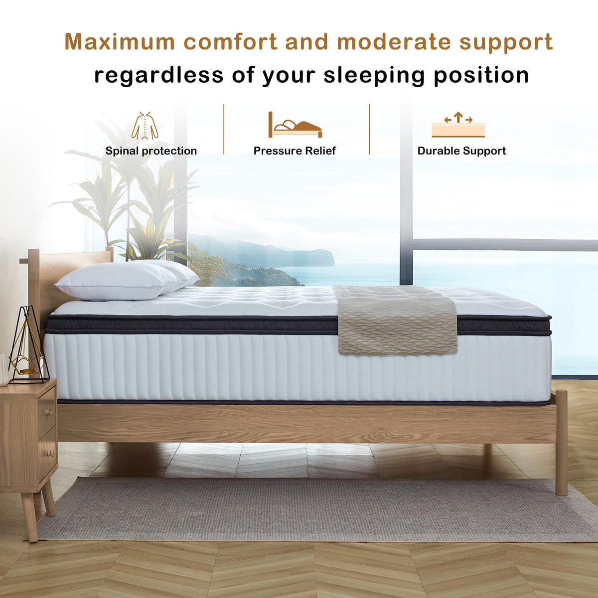 Tegeniss Single Mattress 25cm with Memory Foam & Pocketing Spring | In a Box,Medium Firm, Breathable Cover,Motion Isolation,Edge Support