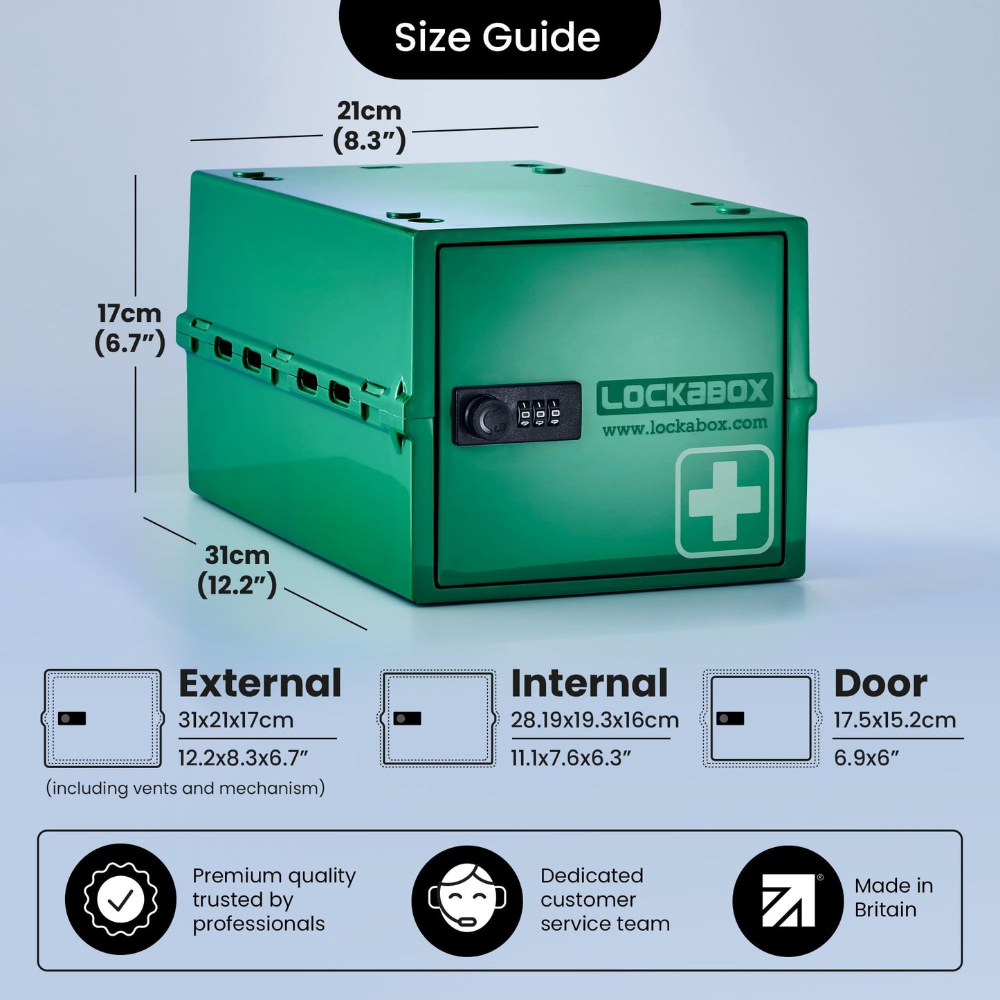 Lockabox One Medi Green | Premium Lockable Medicine Box | 10 Litre Lightweight & Hygienic Medicine Lock Box | BPA-Safe