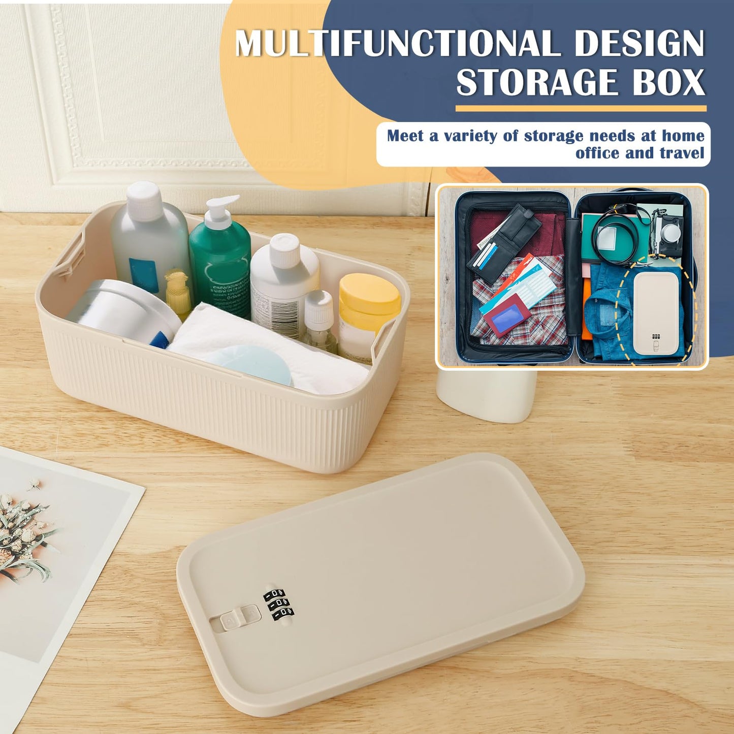 KTCINA Small Lockable Storage Box with Combination Code, Portable Medication Lockable Container for Refrigerator Locked Storage Box for Medicine