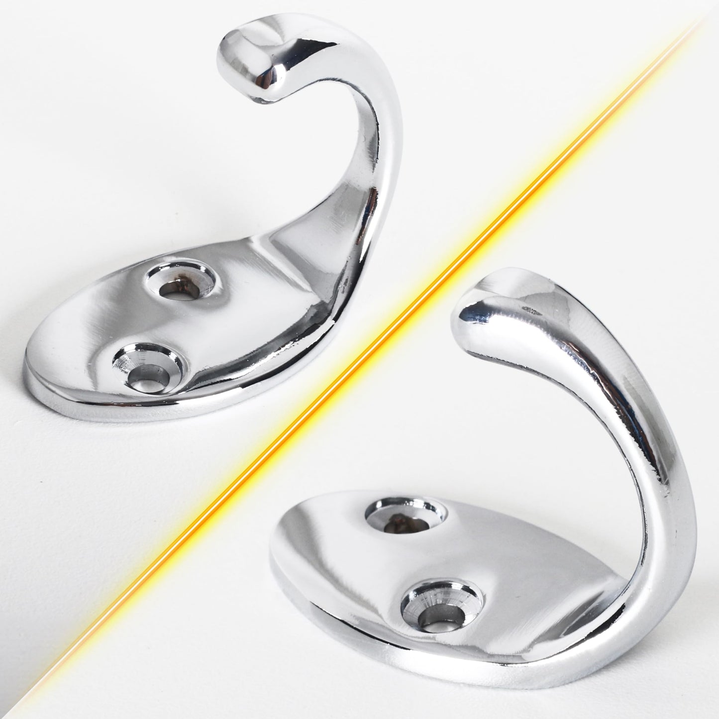 RICOO Modern Coat Hooks, MH014-S3, Set of 3 Wall Mounted Coat Rack in Sleek Silver - Premium Zinc Alloy Clothes Hooks for Wall