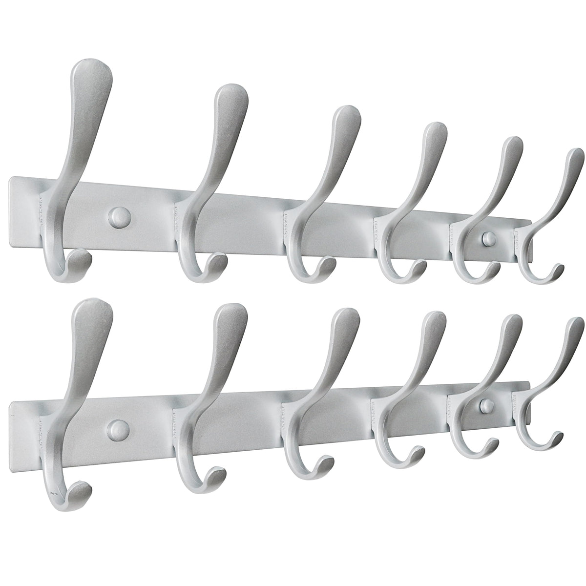 SKOLOO Coat Rack Wall Mounted - 6 Hooks, Pack of 2, Heavy Duty, Stainless Steel, Metal Wall Coat Hanger, Sturdy Wall Hooks for Hanging Coat, Jacket