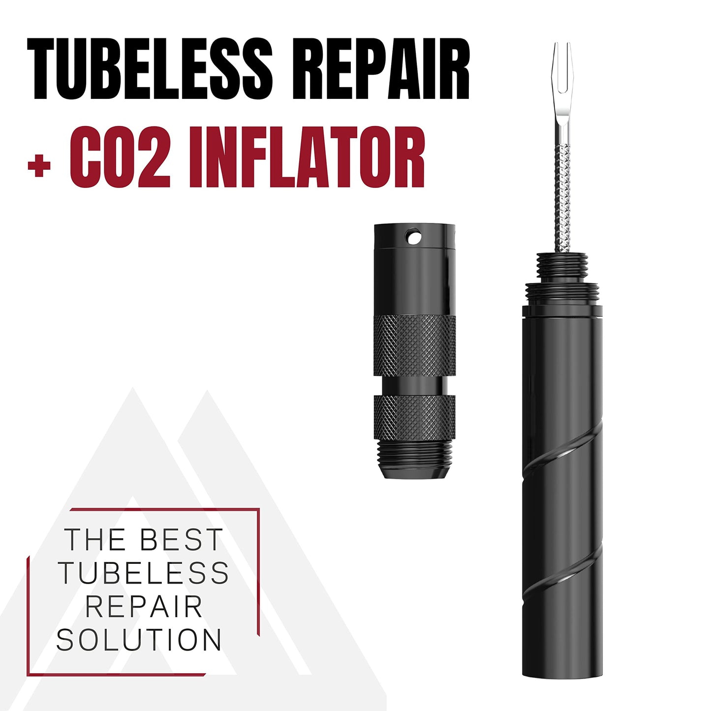 KOM Cycling Tubeless Tyre Repair Kit for Bikes  8 Colors! Fixes Mountain Bike and Road Bicycle Tyre Punctures  Includes Tyre Repair Fork and Reamer,