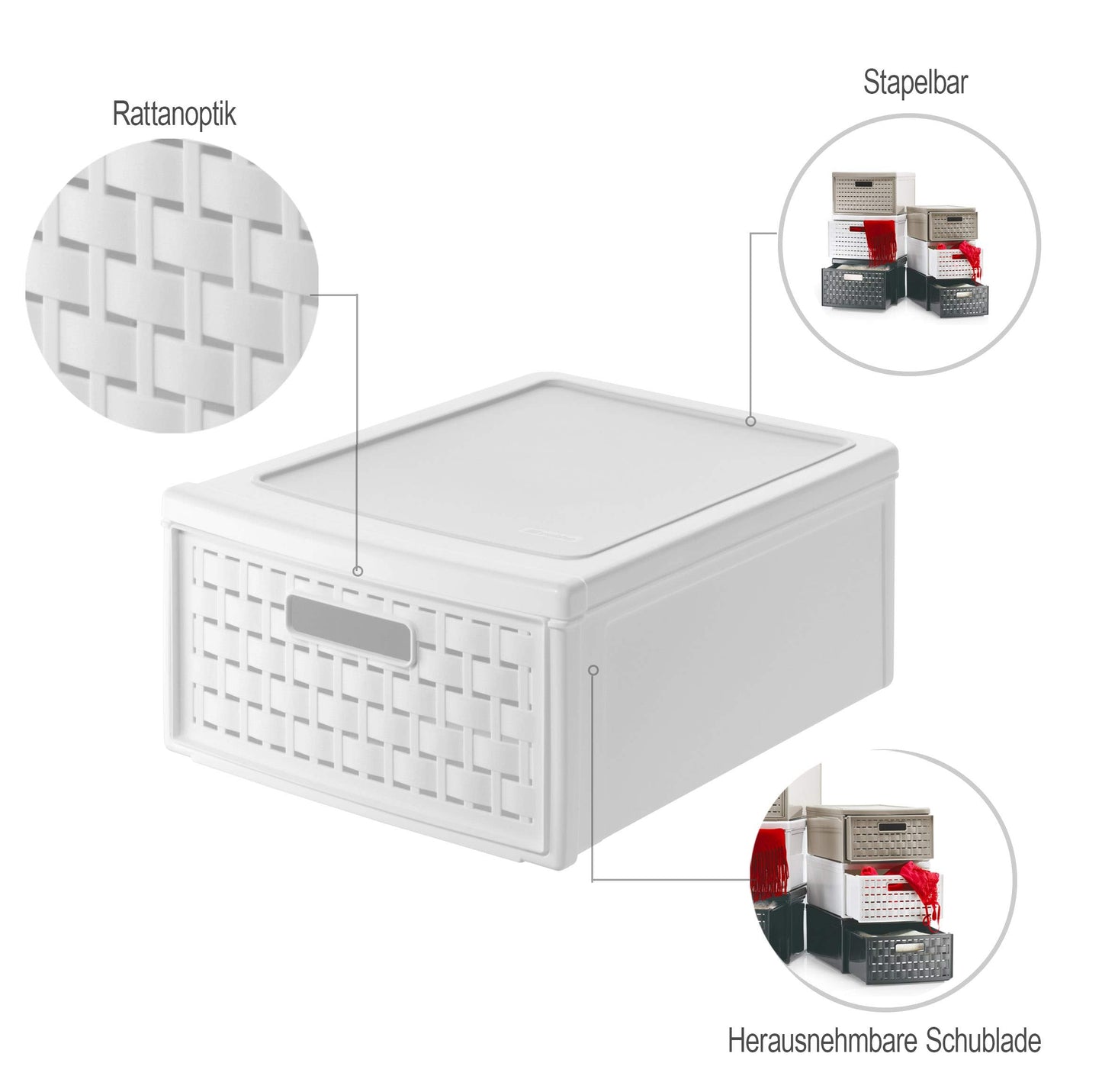 Rotho "Country" Drawer Box Small, White
