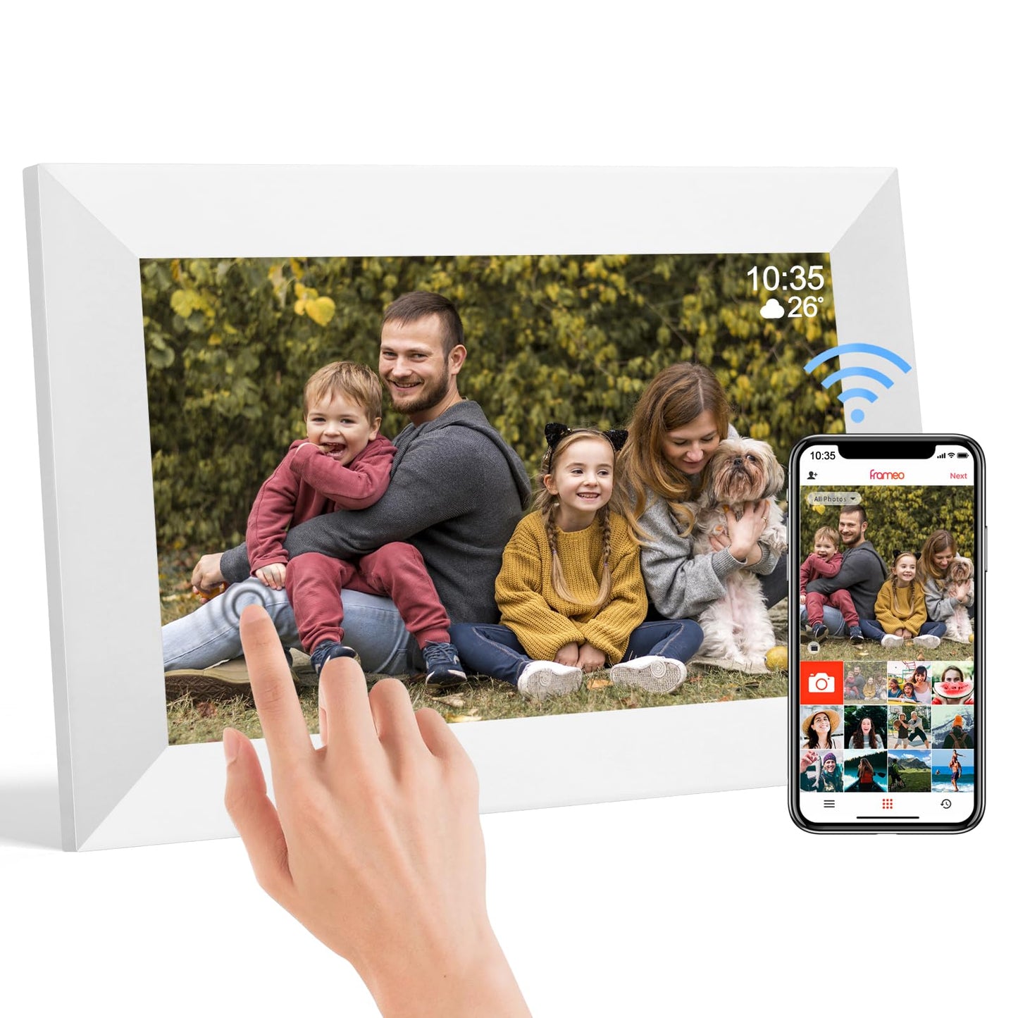 10.1 Inch WiFi Digital Picture Frame, 1280x800 IPS Touch Screen HD Display Smart Digital Frame Built in 32GB Memory, Auto-Rotate, Share Photos and