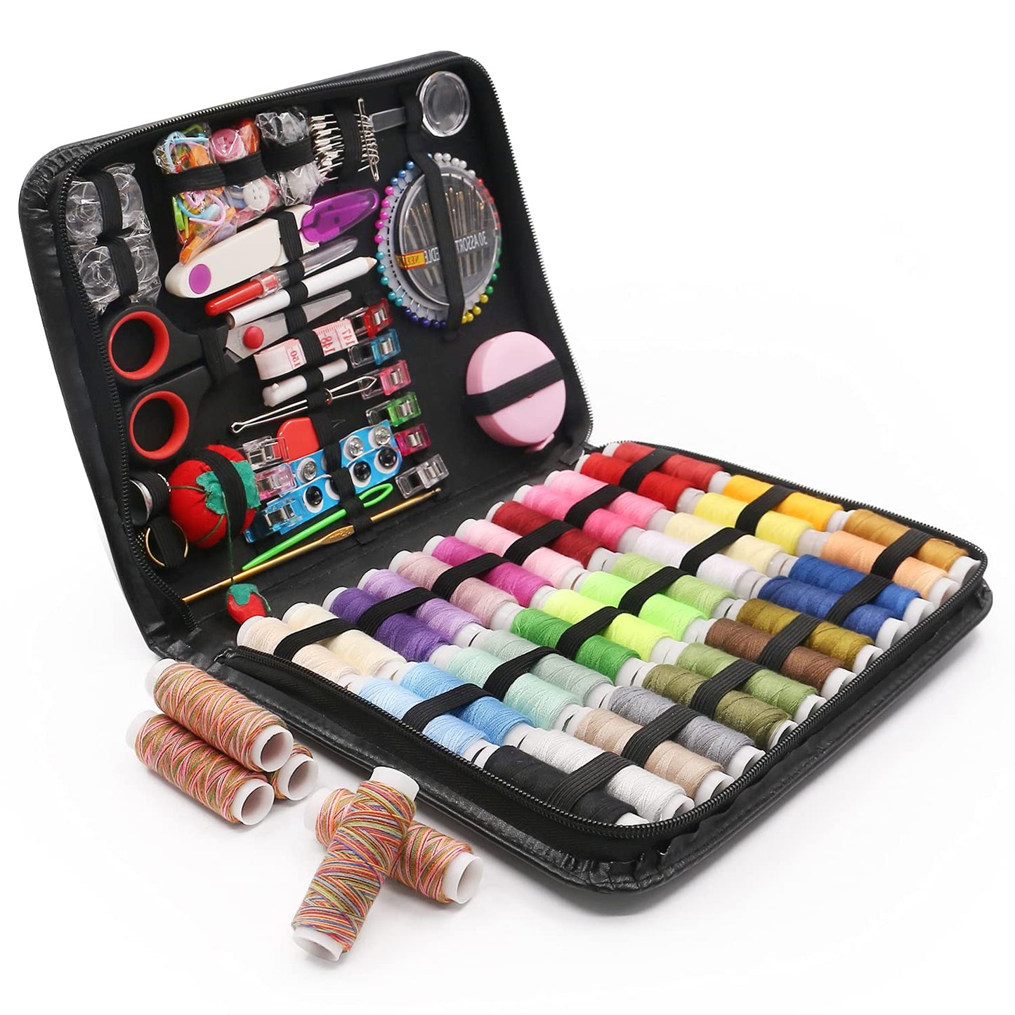 SumDirect Premium Sewing Supplies Kit, 229 Pcs Professional Sewing Kit with Case, Travel Sewing Set with Scissors, Threads, Needles Etc for Beginner,