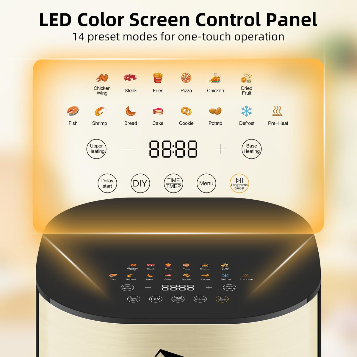Uten Dual Blaze Air Fryer 5.5L Visual Window, Color Screen, 14 Pre Menus, Delayed Start, Stainless Oil Net, 2 Fast Heaters Independently Controllable,