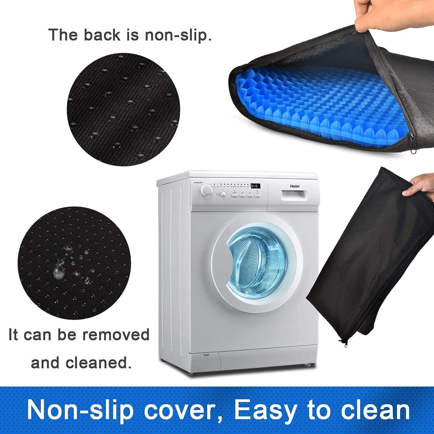 Boenkush New Gel Seat Cushion, Honeycomb Design Double Thick Gel Cushion with Relieving Back coccyx Pain Pressure