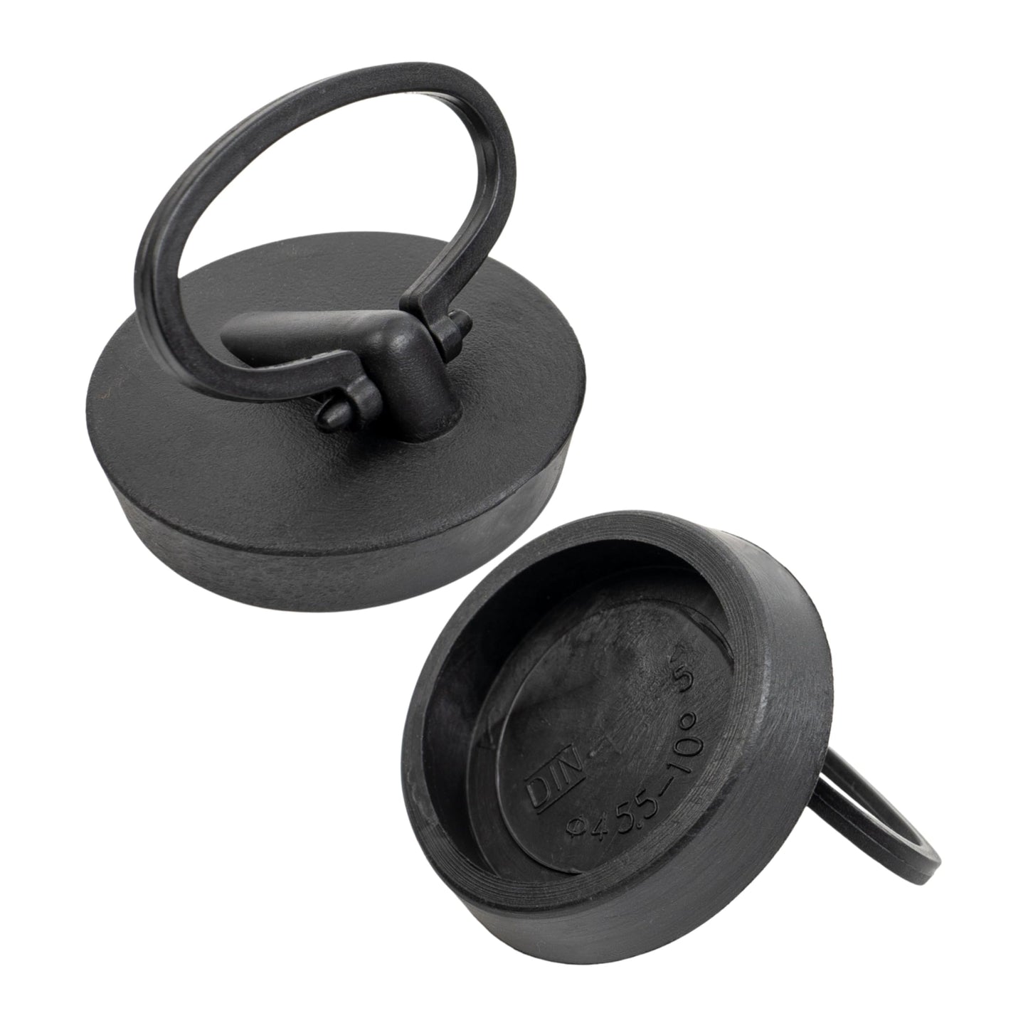 Universal stopper, 2 pieces, in black, Ø 46 on 43 mm top on bottom, PVC drain stopper for 1 3/4" inch valve tops, drain stopper sink, sink stopper