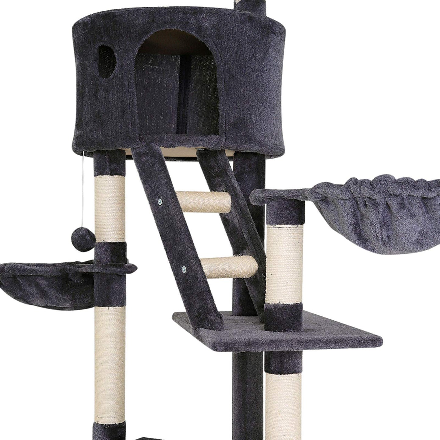 lionto dibea Cat Tree Activity Centre High Ceiling Scratching Post, 240 to 260 cm, Grey