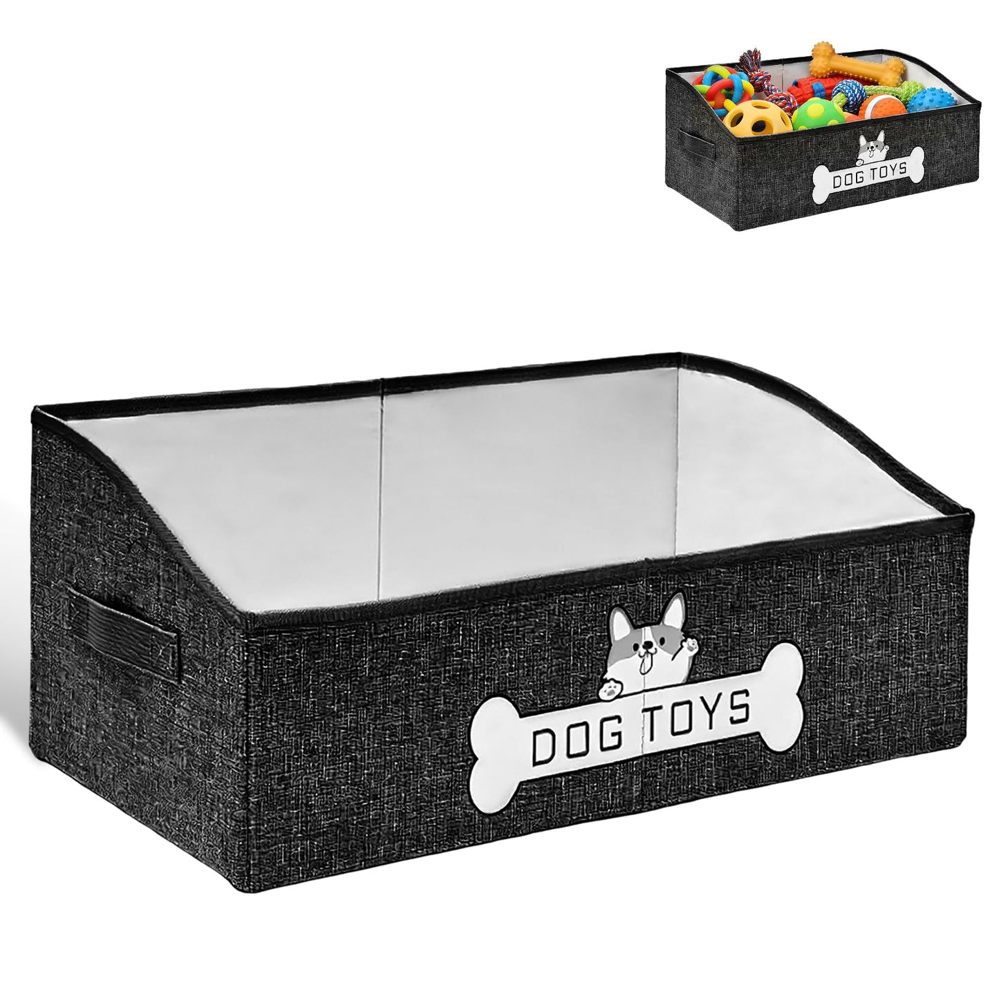 Rzspher Dog Toy Box, 50x29x22 cm Foldable Fabric Trapezoid Organizer Boxes