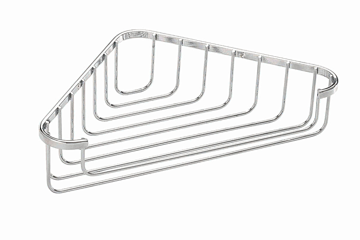 Croydex Corner Basket - Bathroom Storage Solution, Chrome Mild Steel Shower Caddy, Elegant Bathroom Accessory with Screw to Wall Fixings, Wall Plugs &
