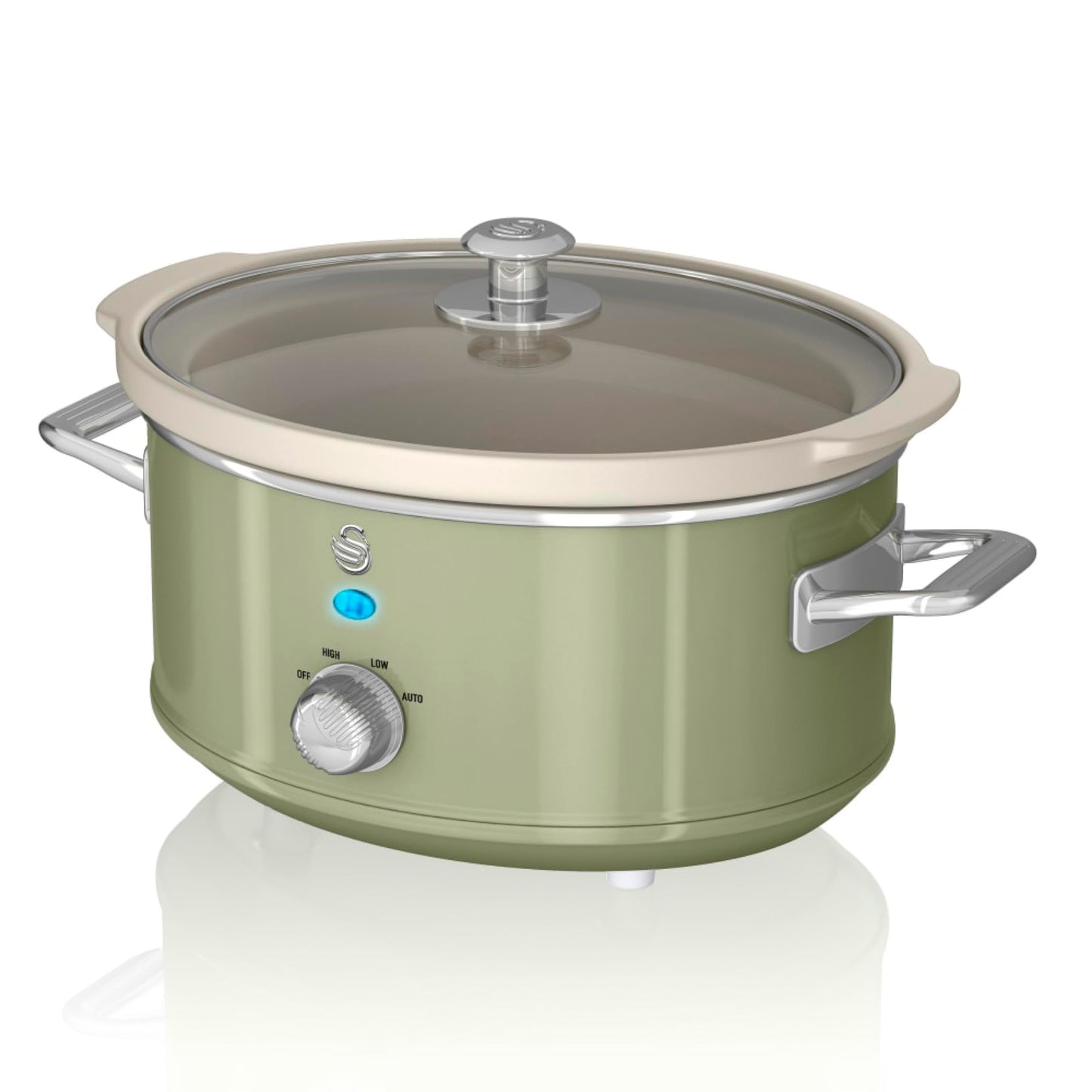 Swan SF17021GN Retro Slow Cooker with 3 Temperature Settings, Keep Warm Function, Removable Dishwasher Safe Pot, Up to 4 Portions, 3.5L, 200W, Retro