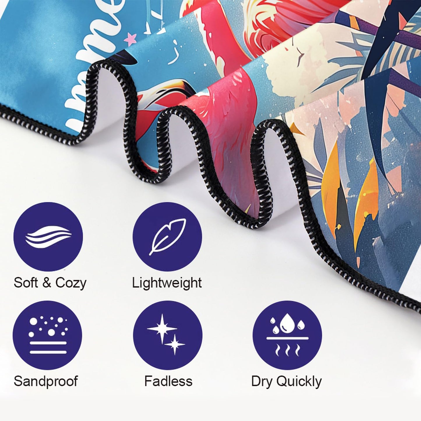 YISUMEI Summer Flamingos Beach Towels for Adults Extra Large 180 x 90 cm, Microfibre Lightweight Quick Dry Towel for Swimming Pool Cruise Travel