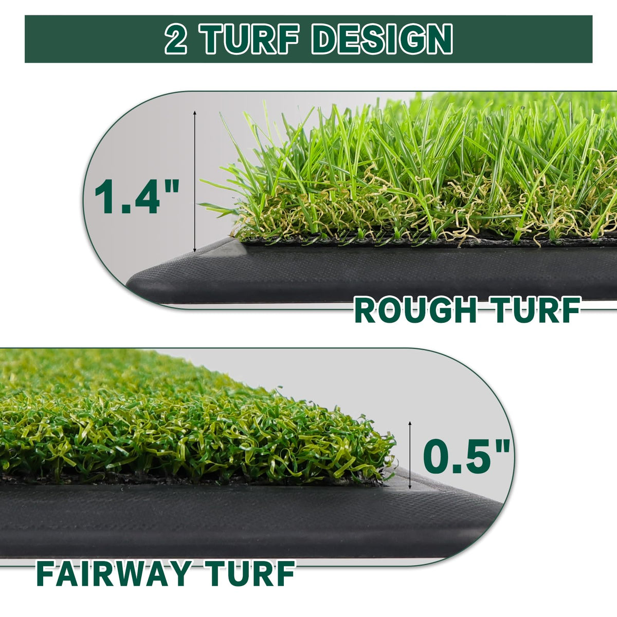 LIBERRWAY Golf Mat, Foldable & Replaceable Golf Hitting Mat with Fairway and Rough Synthetic Turf, Golf Practice Mat Include 5 Tees for Indoor and