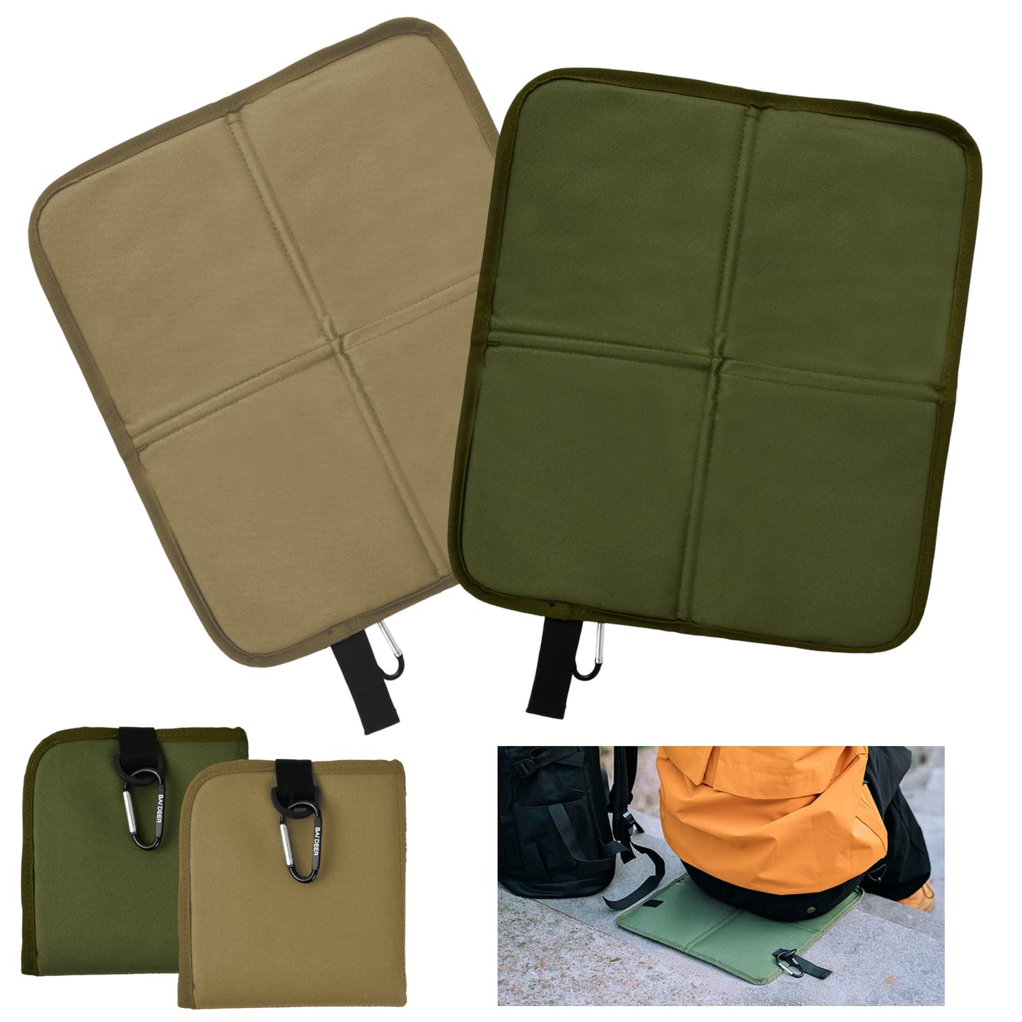 2 Pack Folding Seat Mat, Foldable Oxford Cloth Seat Pad, Waterproof & Insulated Camping Foam Sit Mat