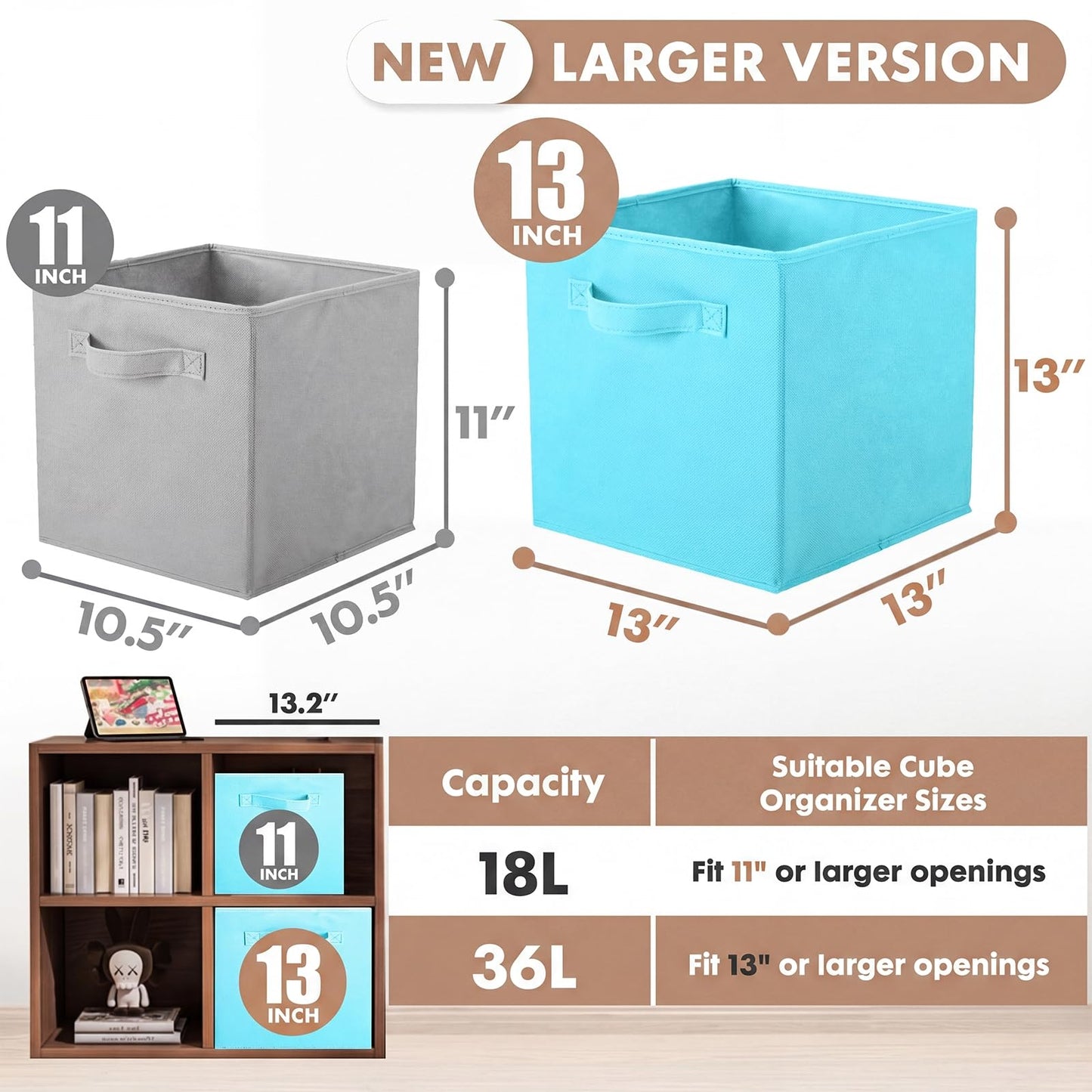 Pinkgarden Storage Box, Collapsible Fabric Storage Cube with Handles for Home, Kids Room, Closet and Toy Organization,Pack of 4, 33 x 33 x 33 cm